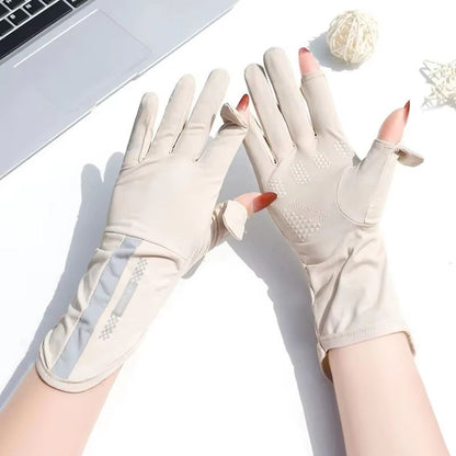 BreezeGuard Summer Sunscreen Gloves Womens Thin Ice Silk UV Driving Gloves UPF 50 3