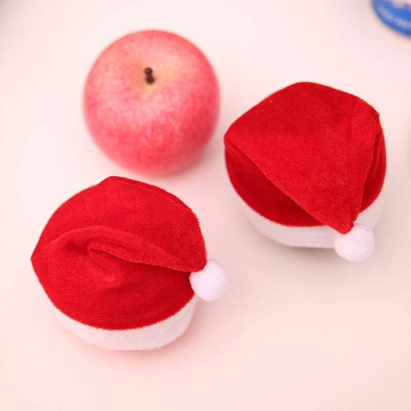 Christmas Gift Caps, Mini Santa Claus Hat, Xmas Wine Bottle Caps, Apple Bag Hat, Tree Ornament