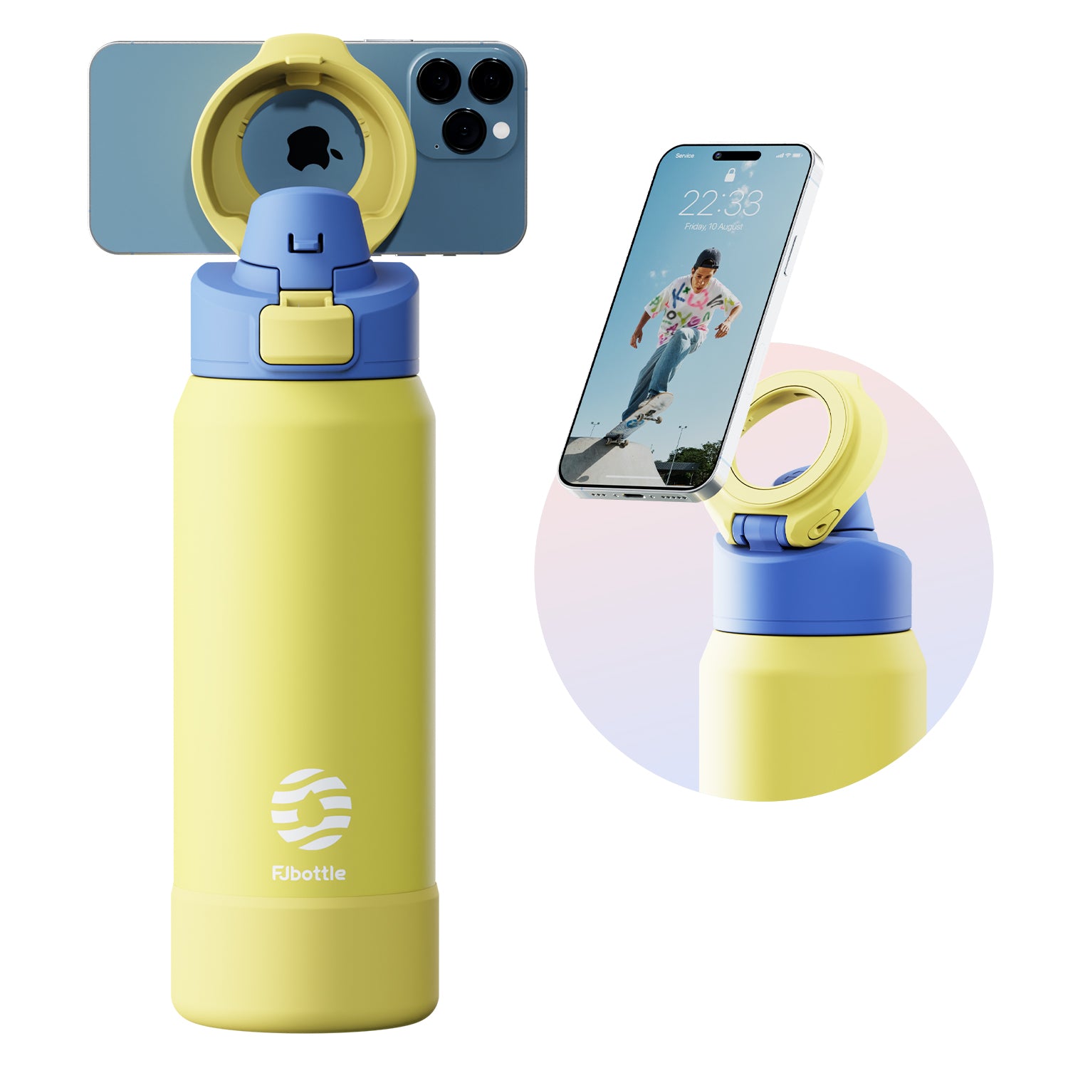 Magnetic Stainless Steel Thermos, Sports Water Bottle, Insulation Cup, Magnetic Phone Holder, Bouncing Cover