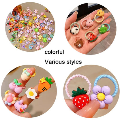 Sweet Cartoon Dream Cartoon Hair Ties Set  102050pcs Cute Hair Ropes For Girls 5