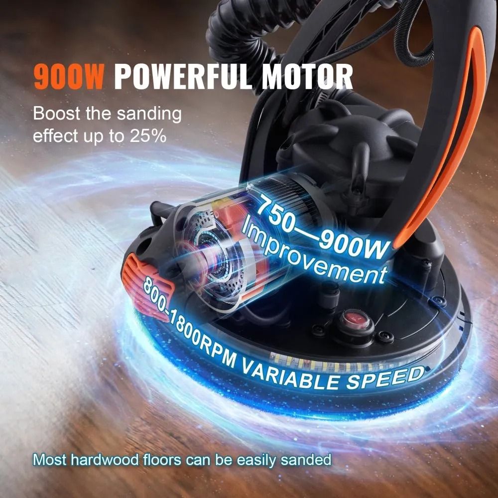Wall Smoother Power Tool Adjustable RPM Speeds Dual LED Collapsible Design For Ceilings Dust Collec