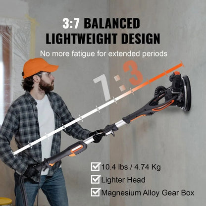 Wall Smoother Power Tool Adjustable RPM Speeds Dual LED Collapsible Design For Ceilings Dust Collec