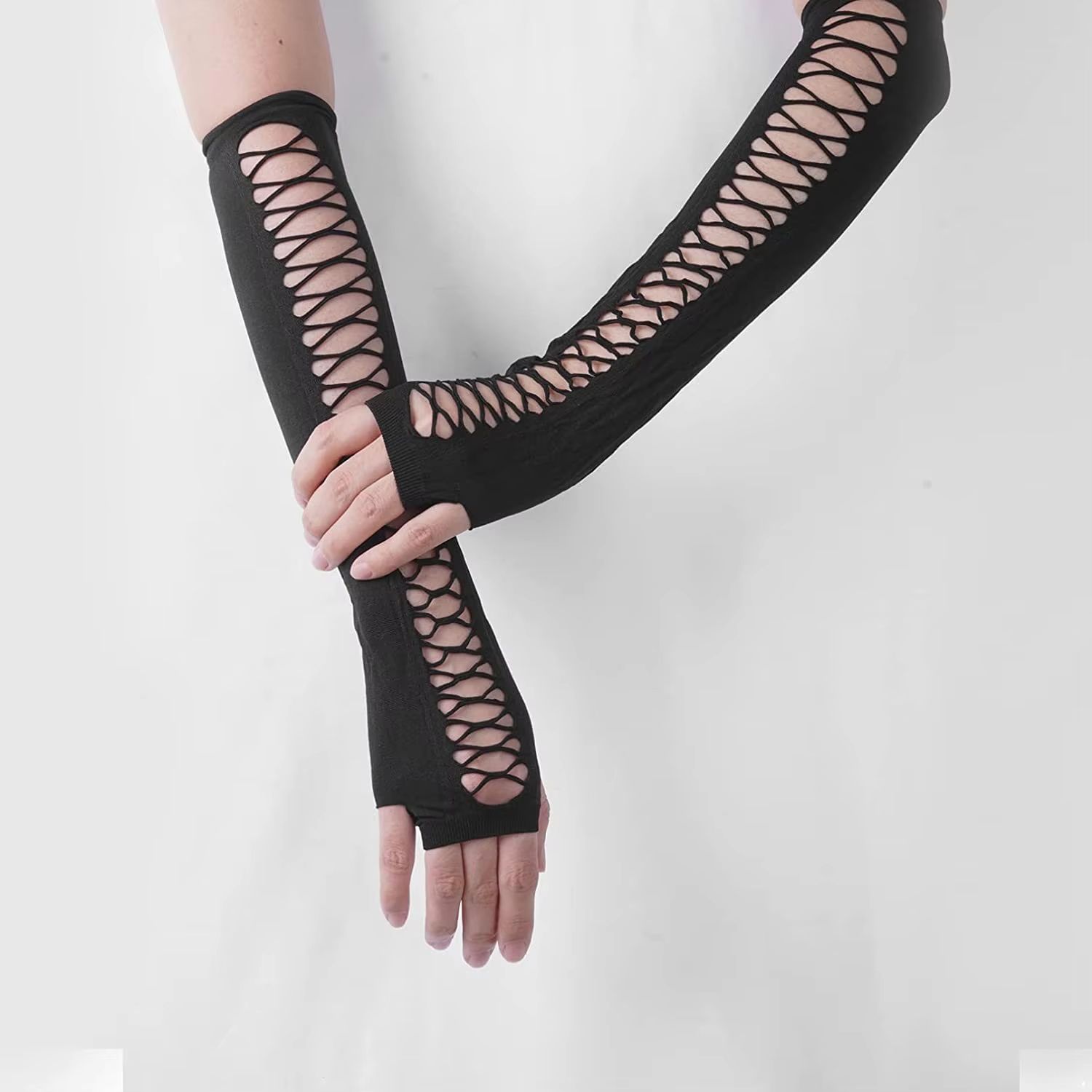Midnight Muse Long Lace Fingerless Gloves For Nightclub Party  Cosplay 2