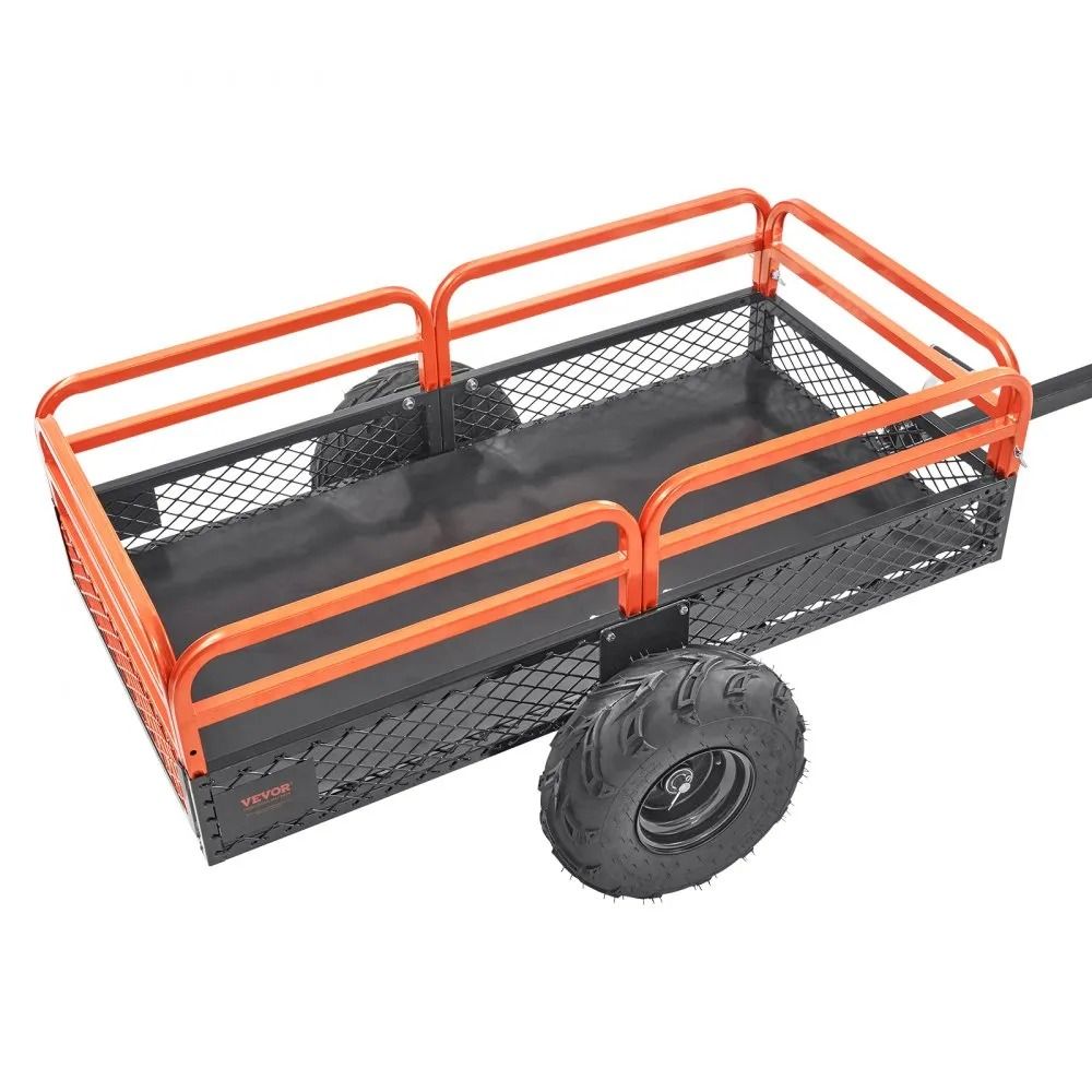 High Load Capacity Garden Trailer Heavy Duty Steel Tow Behind Dump Cart Cubic Feet ATV Trailer With 7