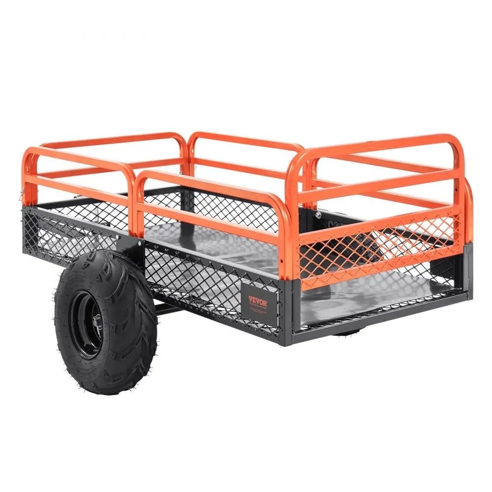 High Load Capacity Garden Trailer Heavy Duty Steel Tow Behind Dump Cart Cubic Feet ATV Trailer With 9