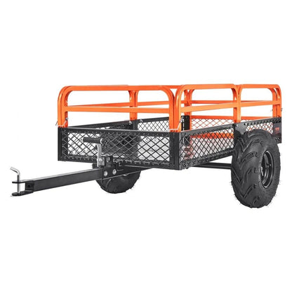High Load Capacity Garden Trailer, Heavy Duty Steel Tow Behind Dump Cart, Cubic Feet ATV Trailer, with Removable Sides