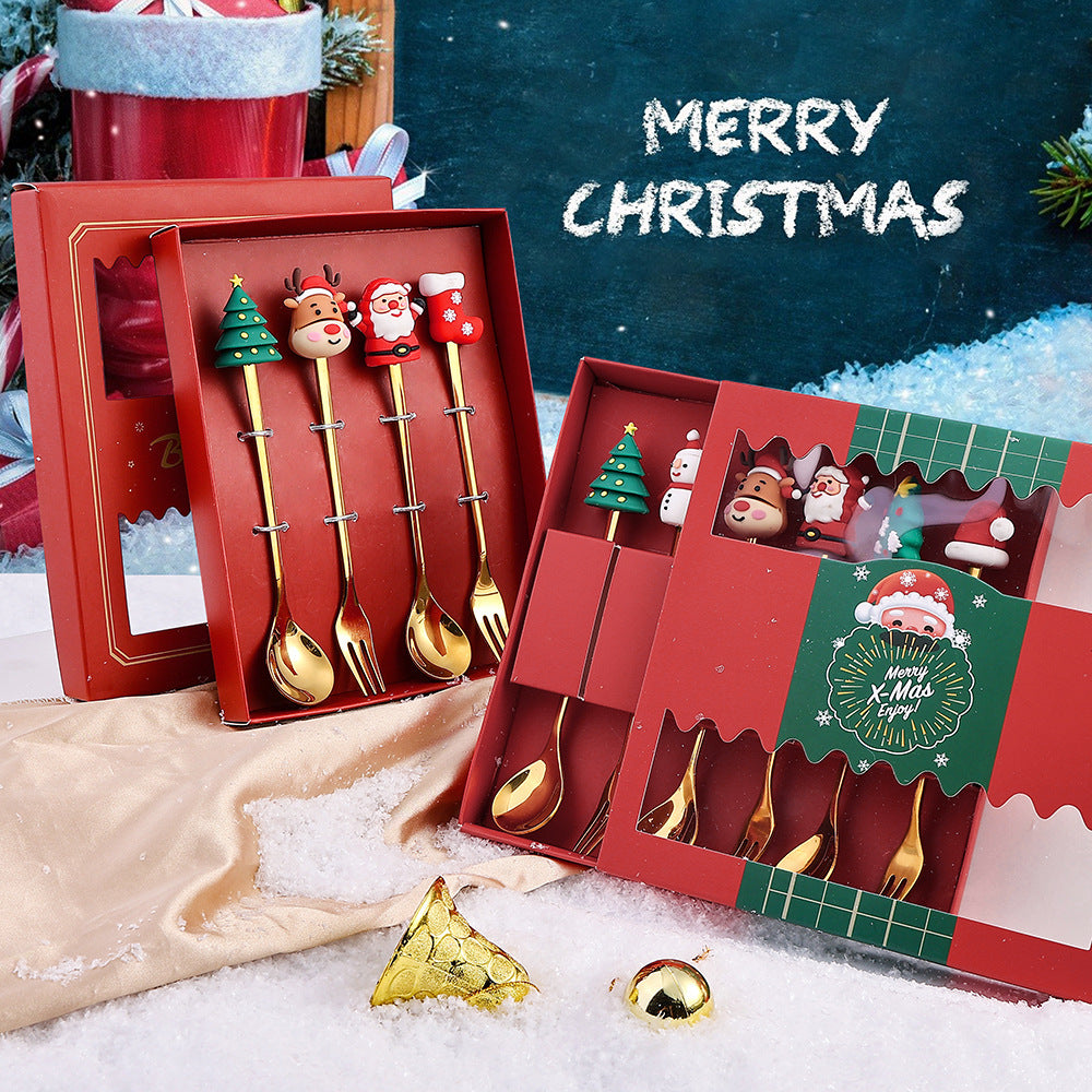 Stainless Steel Leeseph Spoons Christmas Pendant Coffee Spoon Tea Dessert Spoon Xmas Party Gift Set 1