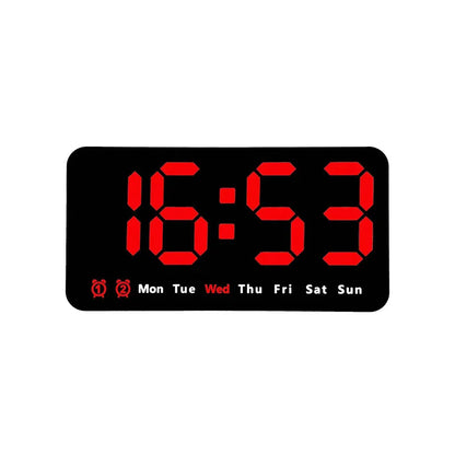 Voice Control Large Digital Wall Clock, Temperature Date Week, DST Snooze Table Clock Dual Alarm Wall-mounted LED Clock