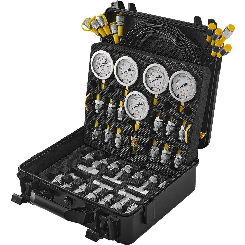 Excavator Hydraulic Test Gauge Set Hydraulic Pressure Test Kit  Gauges Couplings Tee Connectors Tes 8