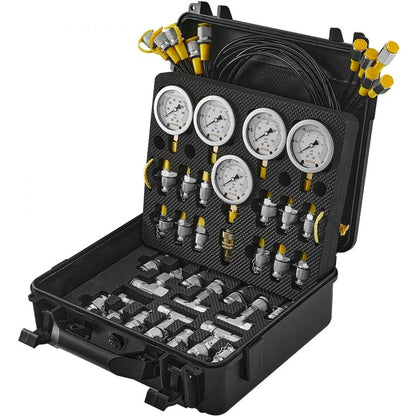 Excavator Hydraulic Test Gauge Set Hydraulic Pressure Test Kit  Gauges Couplings Tee Connectors Tes 8