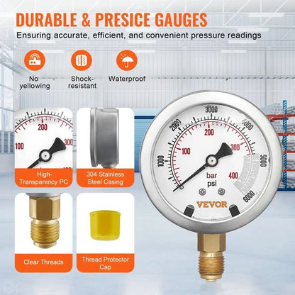 Excavator Hydraulic Test Gauge Set Hydraulic Pressure Test Kit  Gauges Couplings Tee Connectors Tes 3