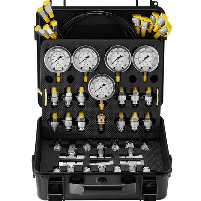 Excavator Hydraulic Test Gauge Set Hydraulic Pressure Test Kit  Gauges Couplings Tee Connectors Tes 7