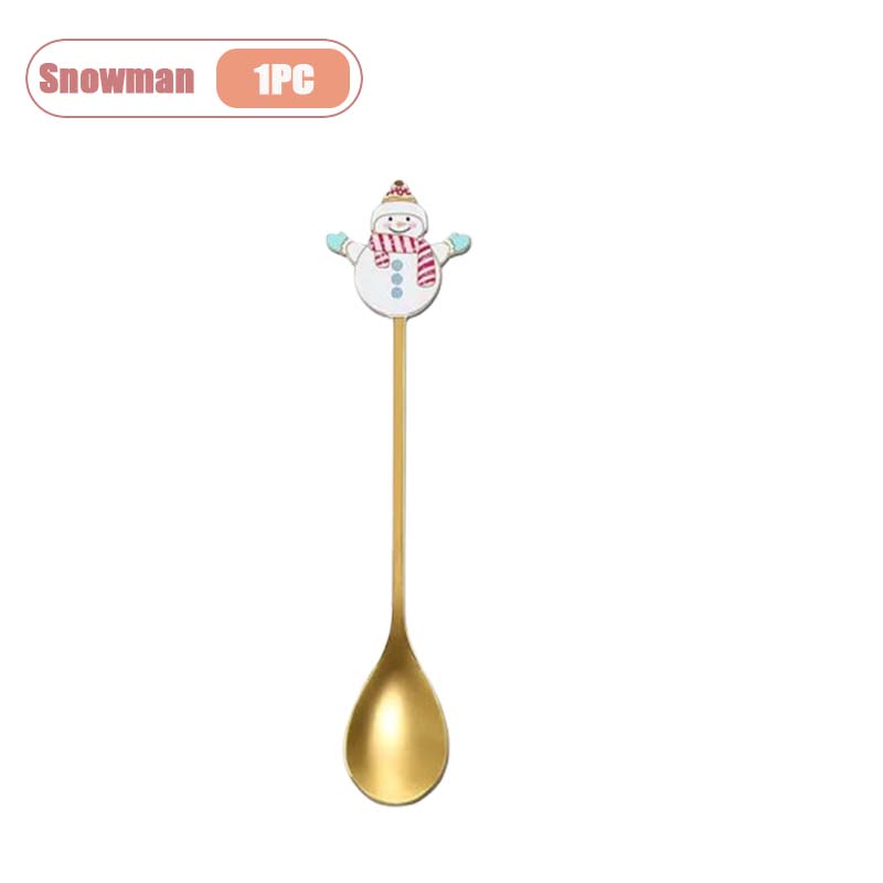 Stainless Steel Christmas Spoon Set Coffee Spoon Dessert Spoon Santa Claus Tableware Kitchen Utensi