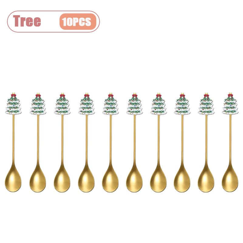 Stainless Steel Christmas Spoon Set Coffee Spoon Dessert Spoon Santa Claus Tableware Kitchen Utensi