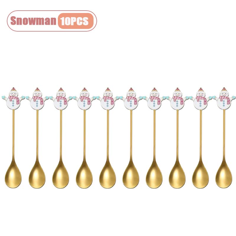 Stainless Steel Christmas Spoon Set Coffee Spoon Dessert Spoon Santa Claus Tableware Kitchen Utensi