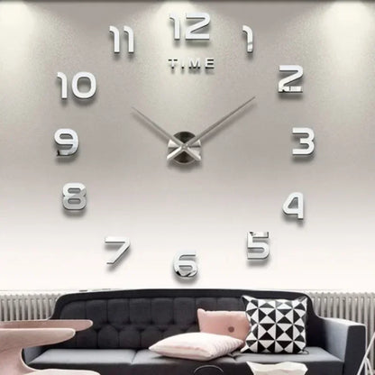Bedroom Decoration Clock, Large 3D Wall Clock, Living Room Garden Acrylic Mirror Sticker Art Decor Clocks Digital