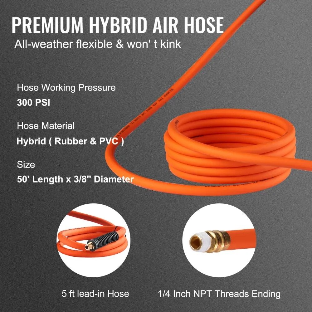 Air Compressor Hose Reel With Lead In Retractable Air Hose Reel Hybrid Air Hose Max  Swivel Mount C 5