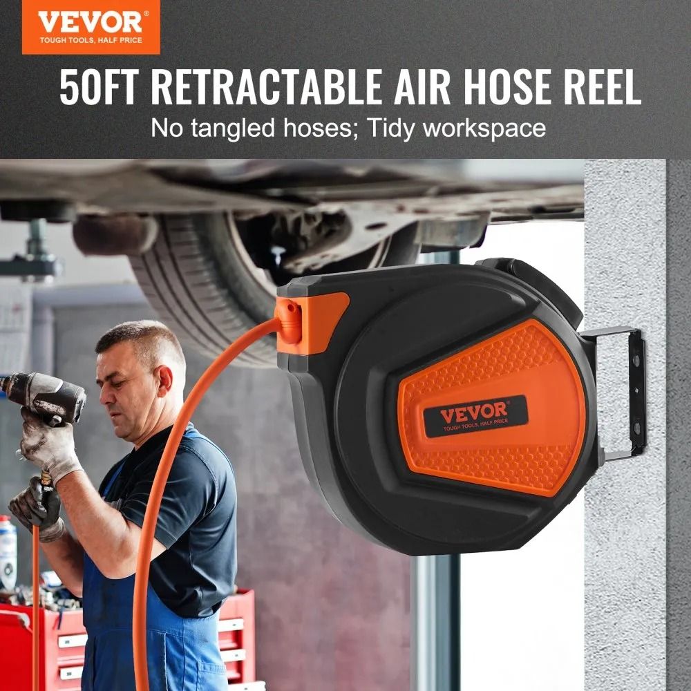 Air Compressor Hose Reel With Lead In Retractable Air Hose Reel Hybrid Air Hose Max  Swivel Mount C 3