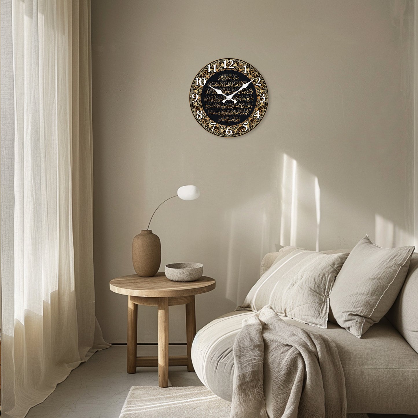 Retro Art Islamic Calligraphy Wooden Wall Clock Silent Quartz Clock Living Room Bedroom Kitchen Hom 1