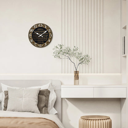 Retro Art Islamic Calligraphy Wooden Wall Clock Silent Quartz Clock Living Room Bedroom Kitchen Hom 3