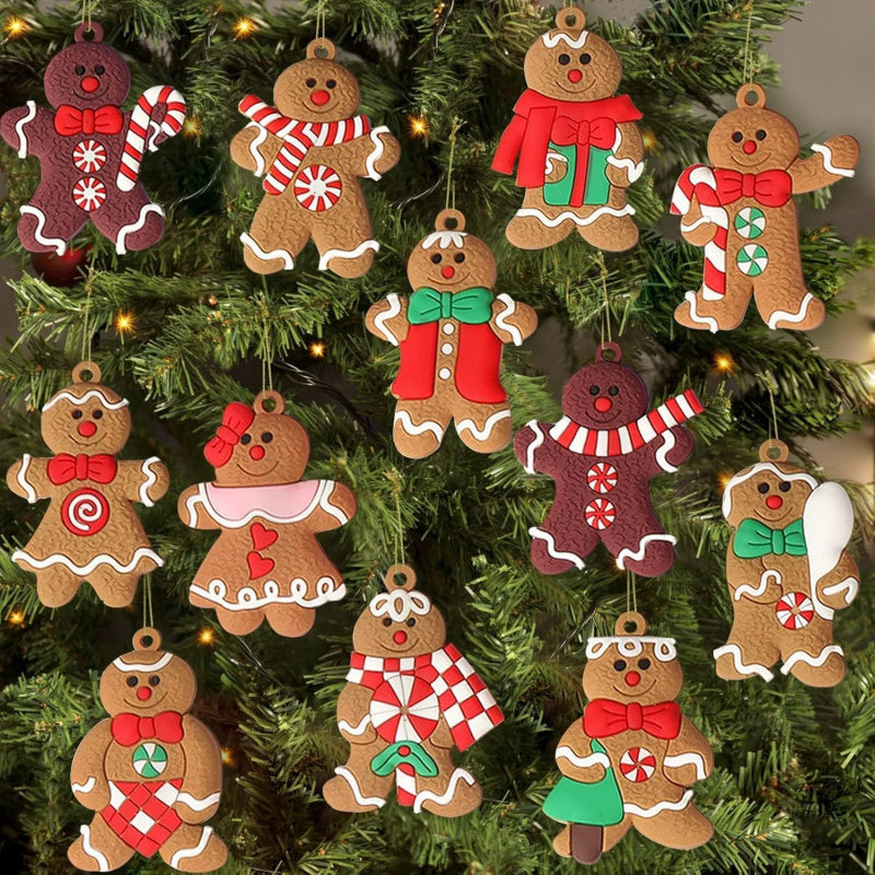 Assorted Gingerbread Figurines Ornaments, Christmas Tree Hanging Decorations, Gingerbread Man Ornaments for Christmas