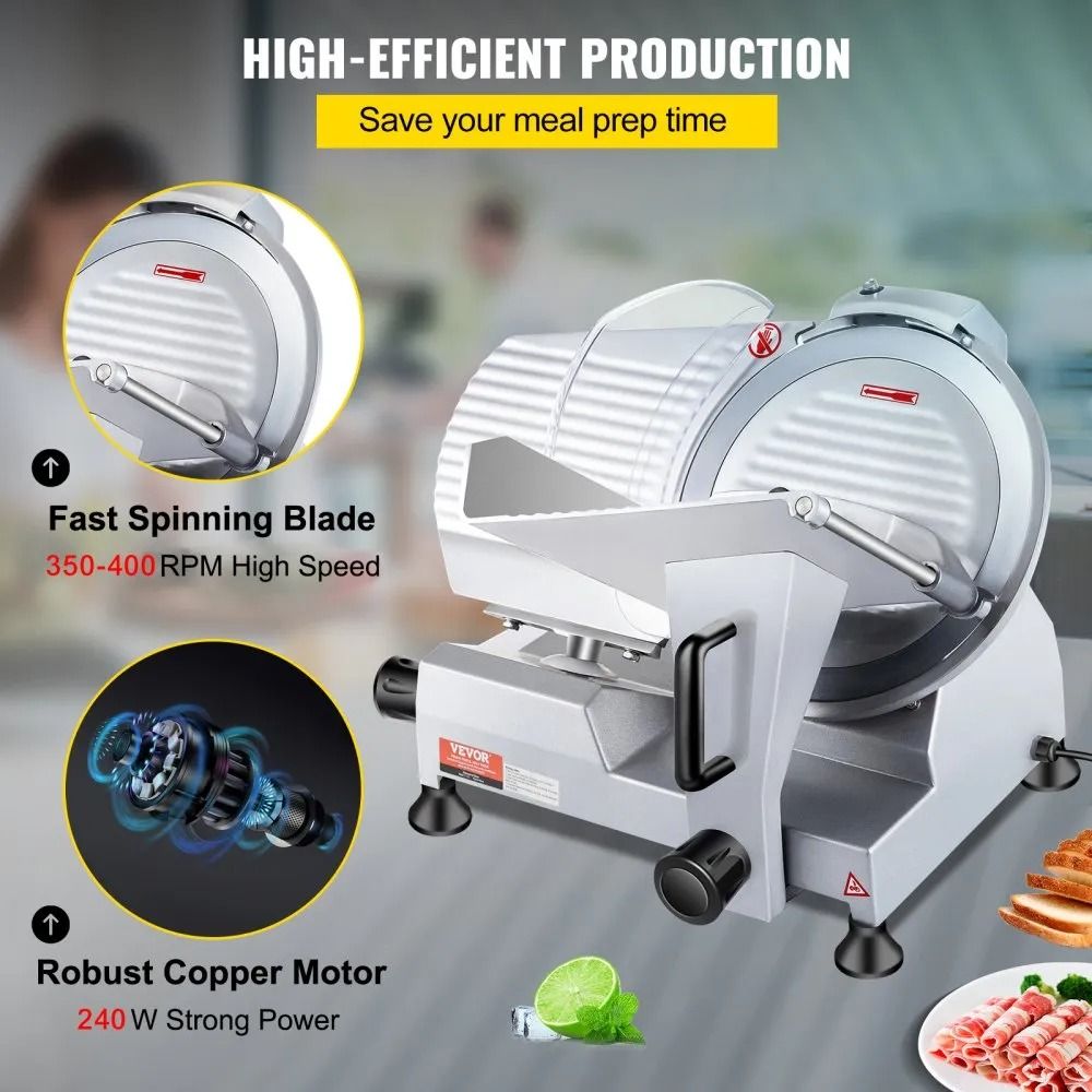 Carbon Steel Blade Electric Food Slicer Commercial Meat Slicer Electric Deli Food Slicer Thickness  5