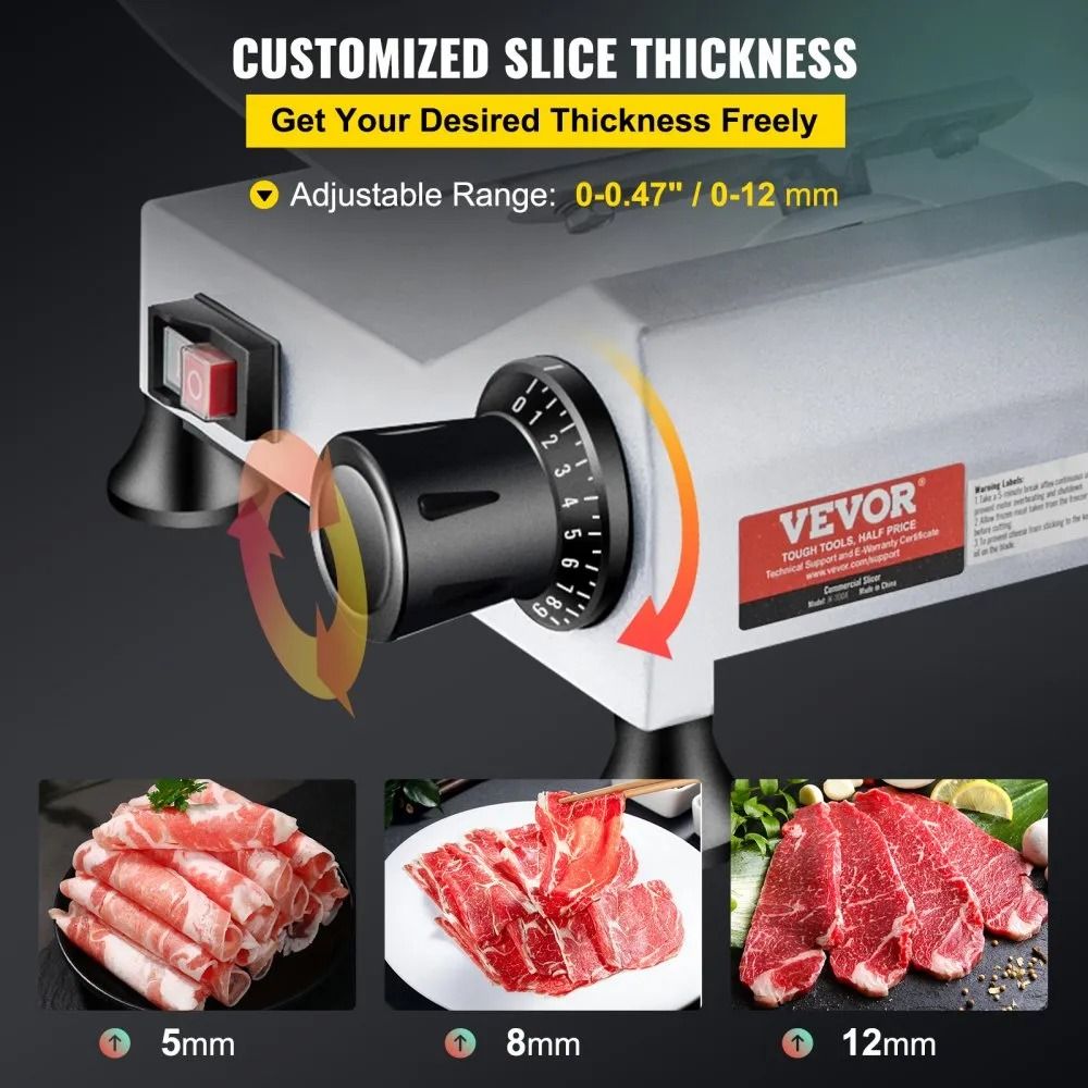 Carbon Steel Blade Electric Food Slicer Commercial Meat Slicer Electric Deli Food Slicer Thickness  4