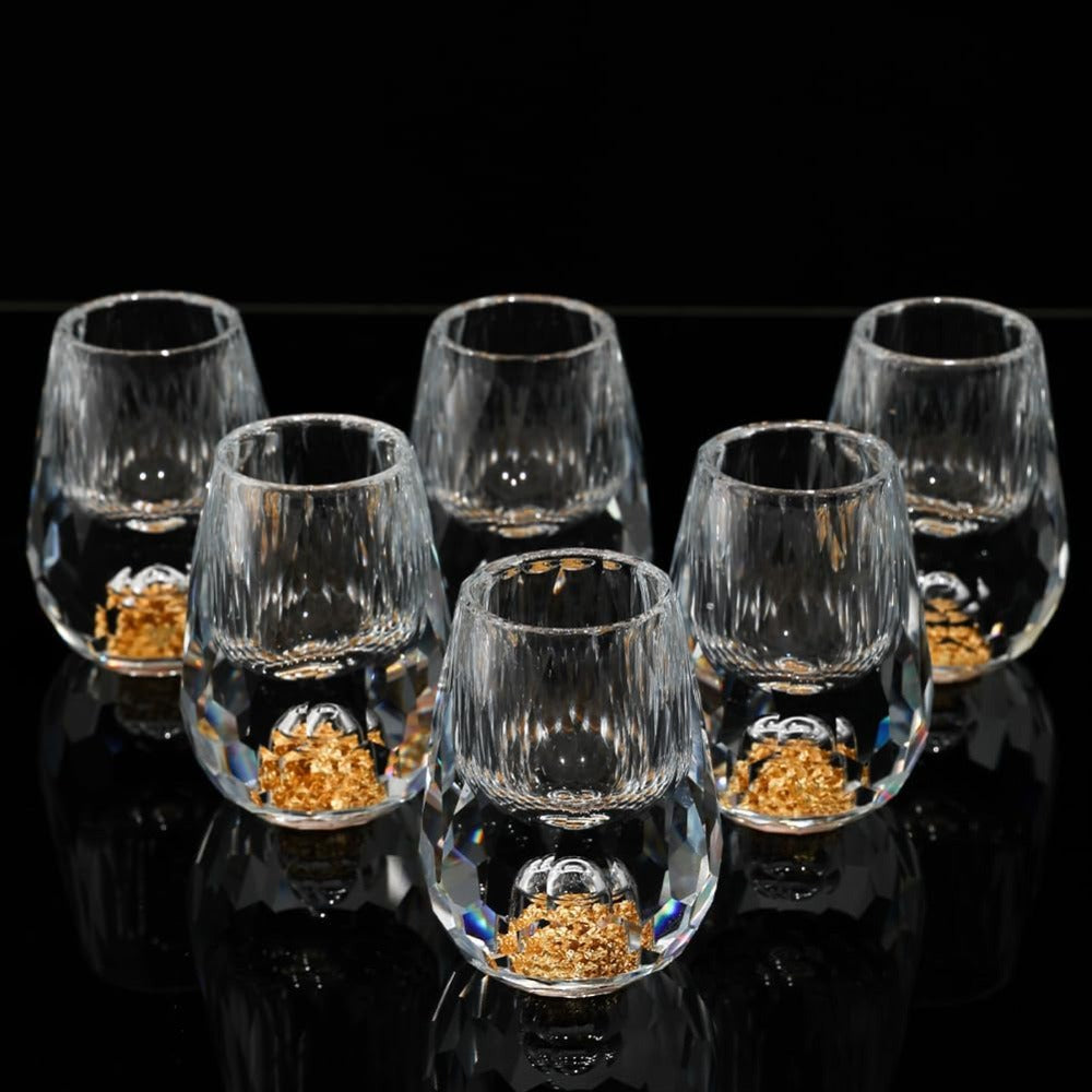 Gold Foil Crystal Wine Glass, Luxury Whiskey Glass, Suitable for Decoration, Collection, Celebration