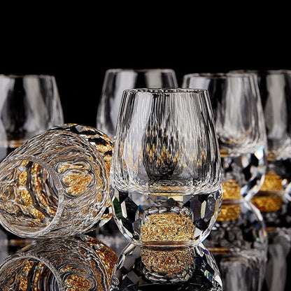 Gold Foil Crystal Wine Glass, Luxury Whiskey Glass, Suitable for Decoration, Collection, Celebration