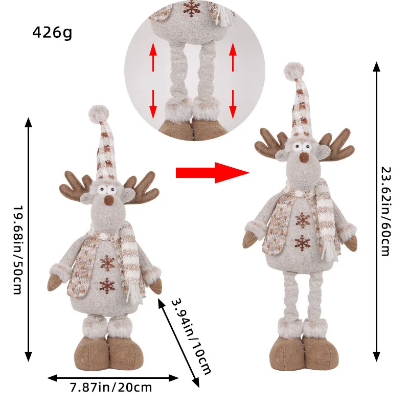 Knit Deer Santa Claus Christmas Decorations Factory Doll Expandable Figurine Window Scene Arrangeme 5