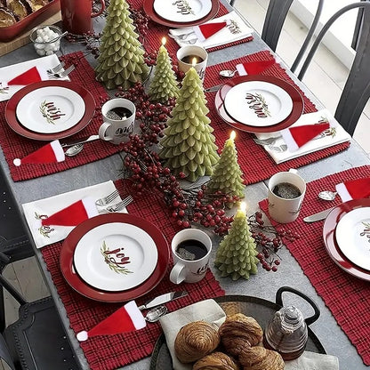 Christmas Hat For Fork Knife Tableware Decorations Mini Santa Hat Family Party Decor New Year Gifts 2