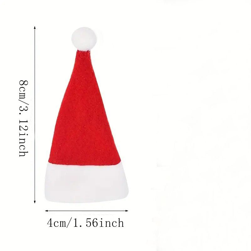 Christmas Hat For Fork Knife Tableware Decorations Mini Santa Hat Family Party Decor New Year Gifts 5