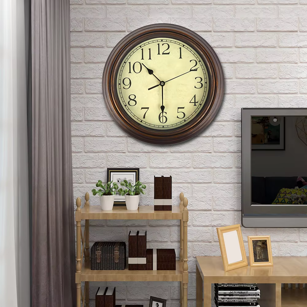 Wall Clock Large Classic Silent Retro Design American Clock Mechanism Living Room Kitchen Decor Non 1