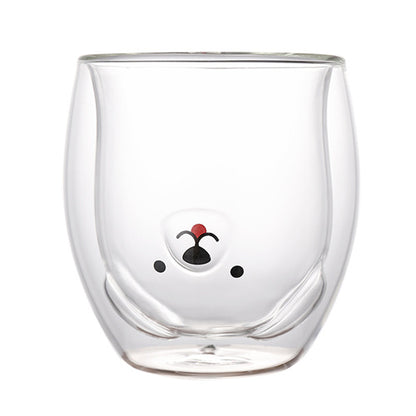 Creative Animal Glass Cup, Double Wall Insulated Mug, Bear Cat Dog Coffee Cup, Milk Juice Cup, Birthday Christmas Gift