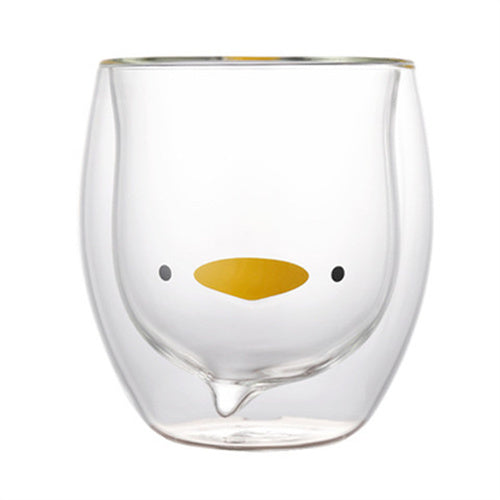 Creative Animal Glass Cup, Double Wall Insulated Mug, Bear Cat Dog Coffee Cup, Milk Juice Cup, Birthday Christmas Gift