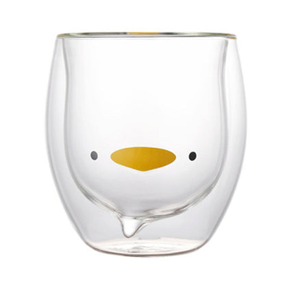 Creative Animal Glass Cup, Double Wall Insulated Mug, Bear Cat Dog Coffee Cup, Milk Juice Cup, Birthday Christmas Gift