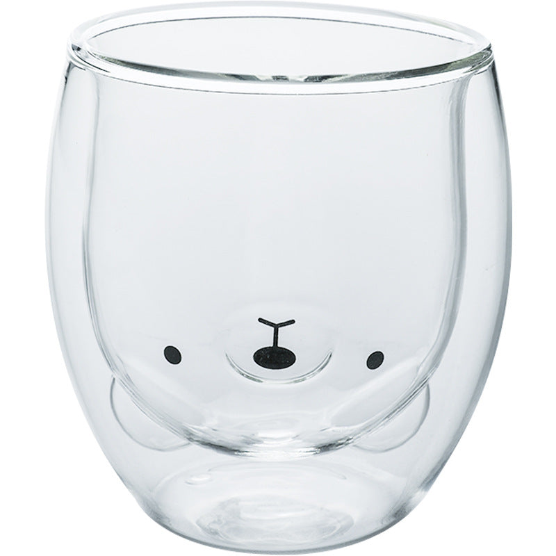 Creative Animal Glass Cup, Double Wall Insulated Mug, Bear Cat Dog Coffee Cup, Milk Juice Cup, Birthday Christmas Gift