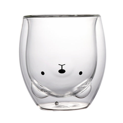 Creative Animal Glass Cup, Double Wall Insulated Mug, Bear Cat Dog Coffee Cup, Milk Juice Cup, Birthday Christmas Gift