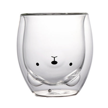 Creative Animal Glass Cup, Double Wall Insulated Mug, Bear Cat Dog Coffee Cup, Milk Juice Cup, Birthday Christmas Gift