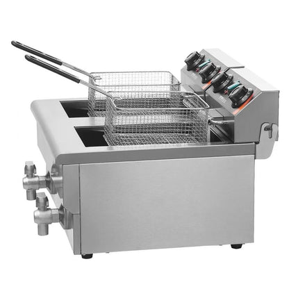 Dual Tank Commercial Electric Deep Fryer  Oil Fryer With Basket Stainless Steel Countertop Fryer Ti 8