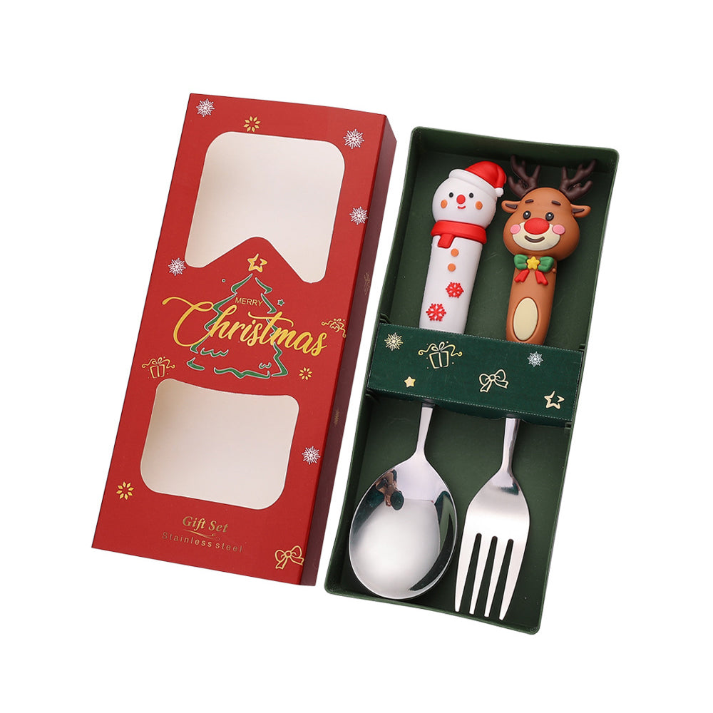 Stainless Steel Christmas Dinnerware, Tableware, Luxury Gift Box, Santa Cutlery, Dessert Fork, Coffee Spoon