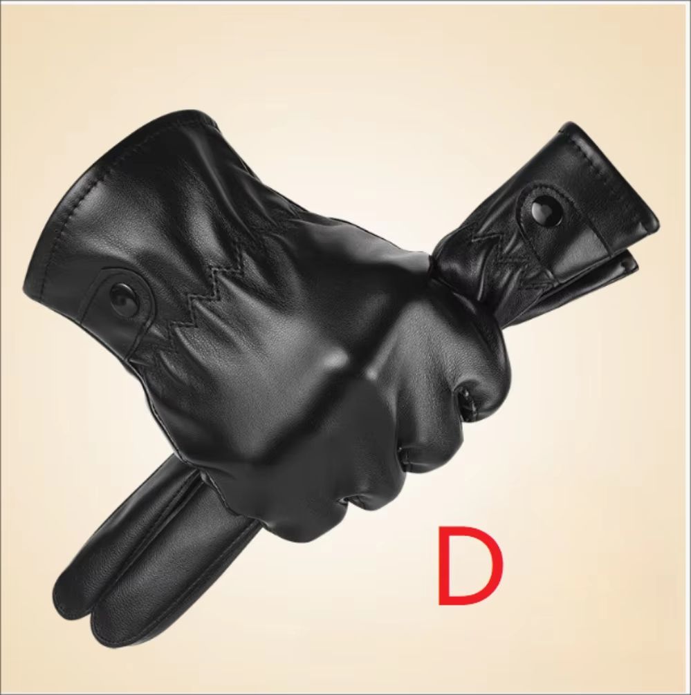 UrbanDrive Black Leather Gloves For Men Thin Winter Touchscreen Driving Style 4