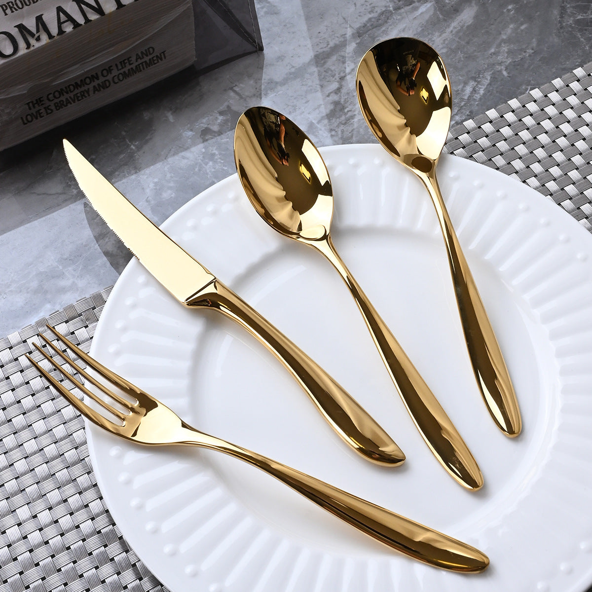 HighEnd Stainless Steel Cutlery Set Creative Restaurant And Hotel Tableware 6Pcs Steak Knife Fork A 1