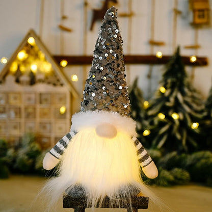 Christmas Gnome Plush Light Up, Tabletop Faceless Plush Dolls, Hat Xmas, Elf Ornaments for New Year Party Decor