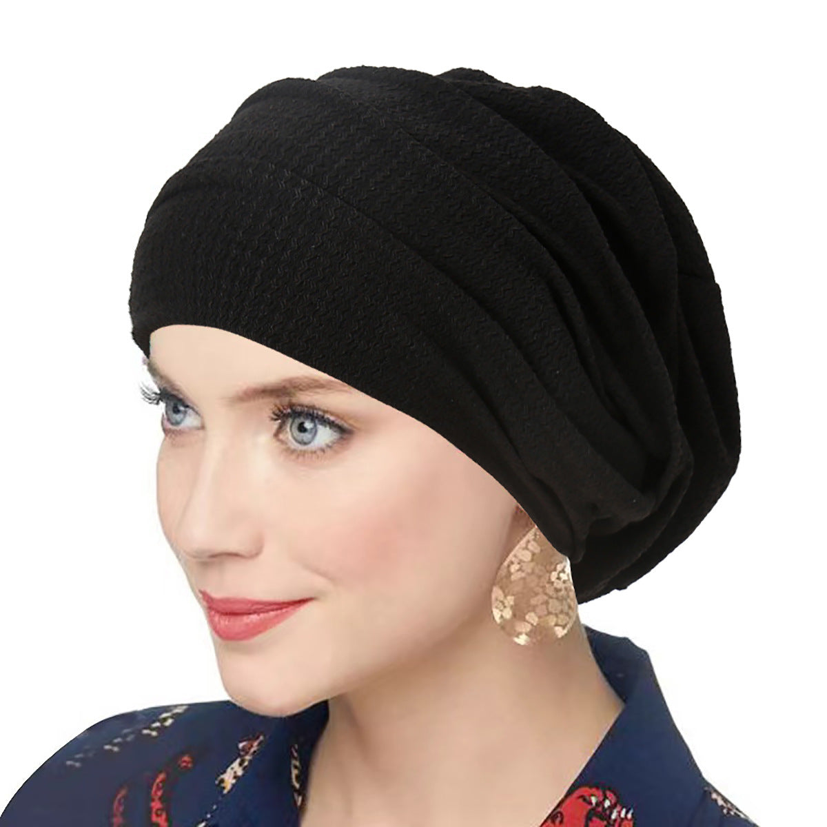 Womens Solid Color Crinkle Hijab Elastic Head Wrap Bonnet Head Scarf Chemotherapy Turban 5