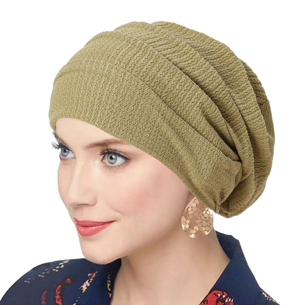 Womens Solid Color Crinkle Hijab Elastic Head Wrap Bonnet Head Scarf Chemotherapy Turban 8