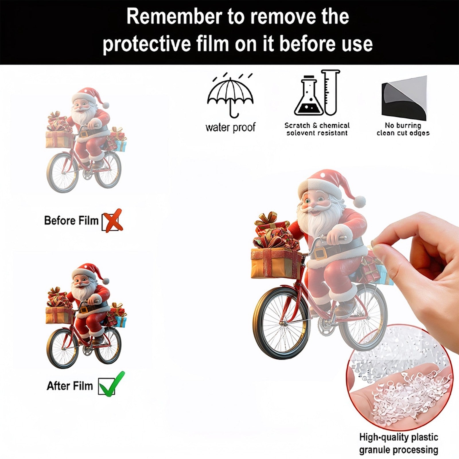 Cartoon Santa Claus Bicycle Gifts 2d Acrylic Winter Decorative Hanging Christmas Pendants Christmas 2