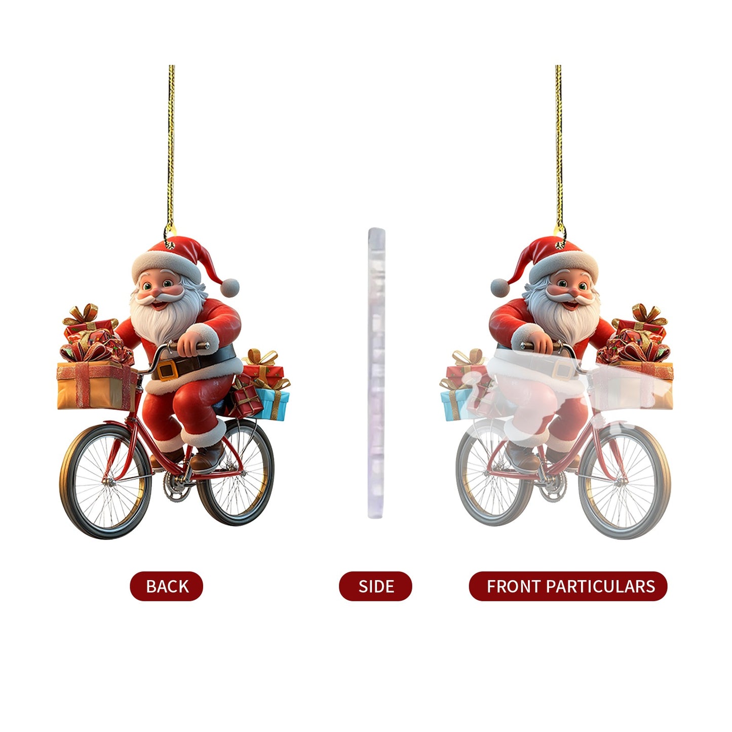 Cartoon Santa Claus Bicycle Gifts 2d Acrylic Winter Decorative Hanging Christmas Pendants Christmas 3