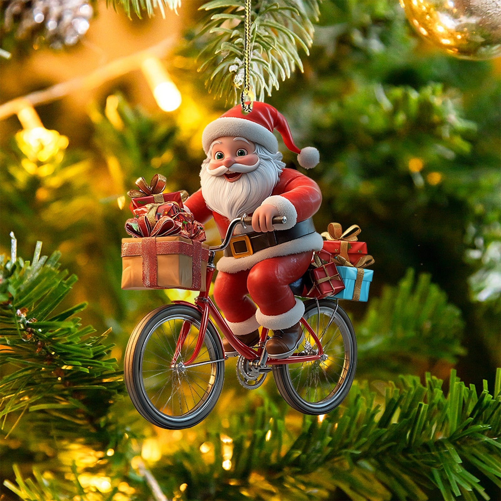 Cartoon Santa Claus Bicycle Gifts 2d Acrylic Winter Decorative Hanging Christmas Pendants Christmas 5