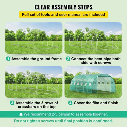 Walkin Tunnel Greenhouse Portable Plant Hot House Galvanized Steel Hoops Rollup Windows Zippered Do 5